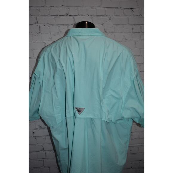 Columbia Men Size 5XB BIG PFG Performance Fishing Gear Shirt Vented Nylon Blue - Picture 6 of 8
